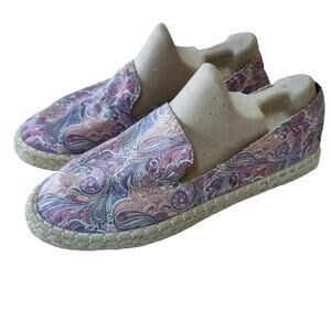 Monroe and Main Womens Sz 39 EU 8.5 US Paisley Purple Espadrille Slip On Shoes